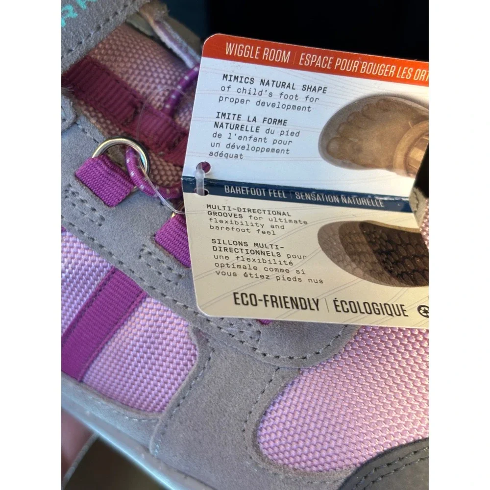 Merrell Bare Steps Hiker Girls Grey Pink Aqua Water Repellent Boots Size 37 NIB